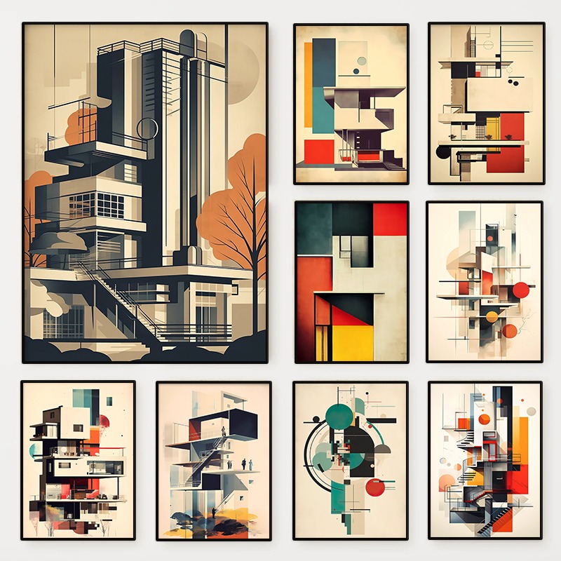 Photography Geometry - Vintage minimalista bauhaus arquitetura esboço cartaz