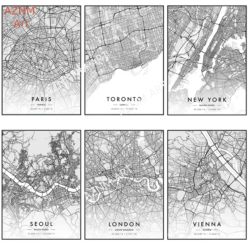 Mapa da cidade arte cartaz par - Photography New York avaliação e preço