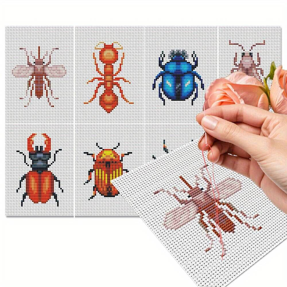 8 pçs inseto ponto cruz bordad - Photography Geometry avaliação e preço